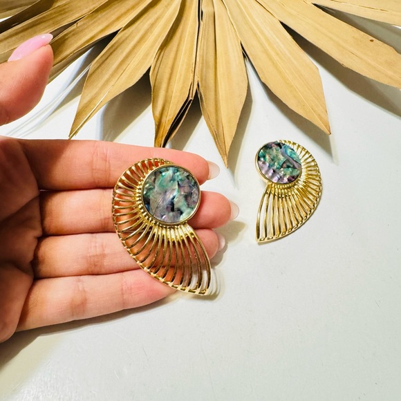 Geo dangle stud earrings S712 - Picture 5 of 5